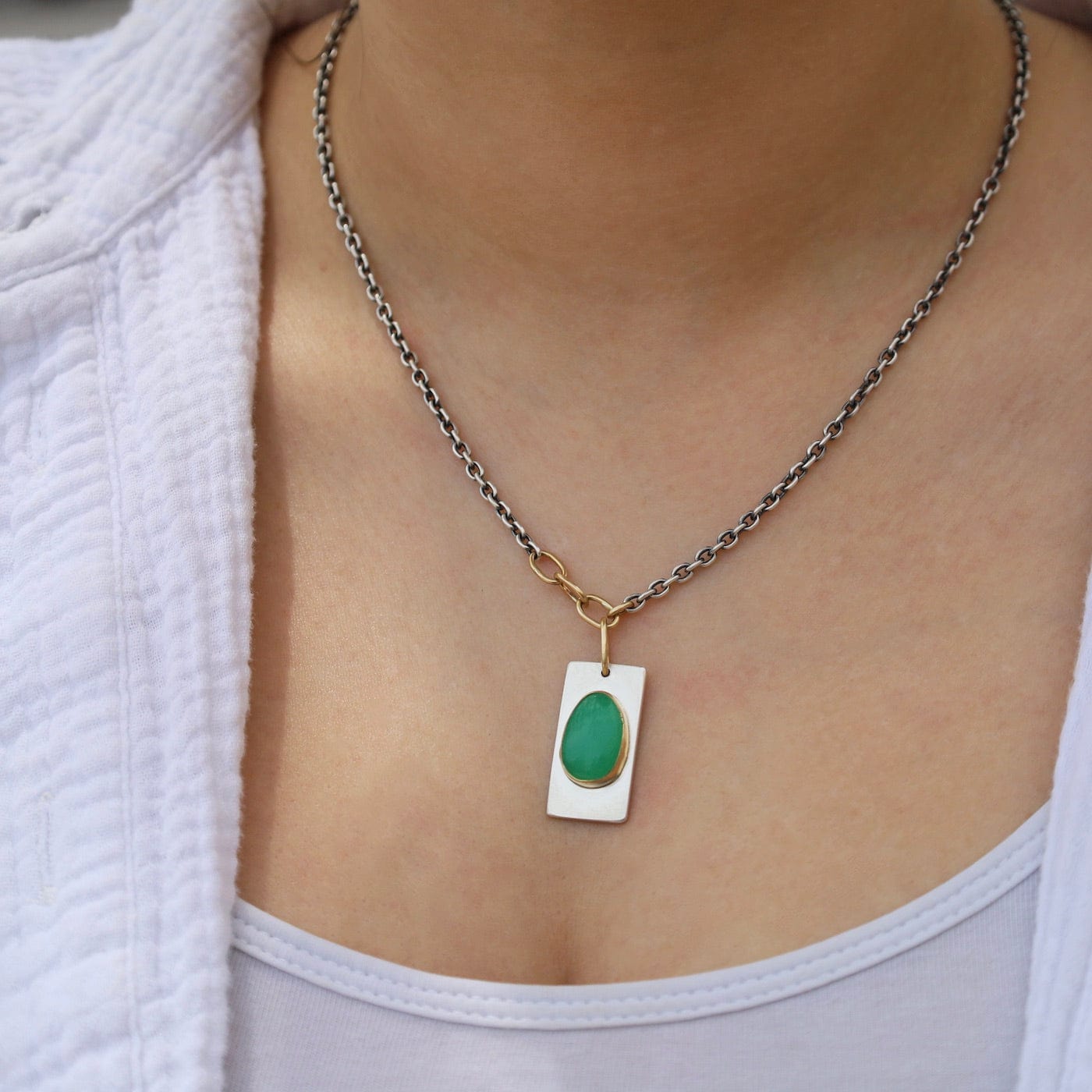 NKL-18K Chrysoprase Portal Necklace - One of a Kind