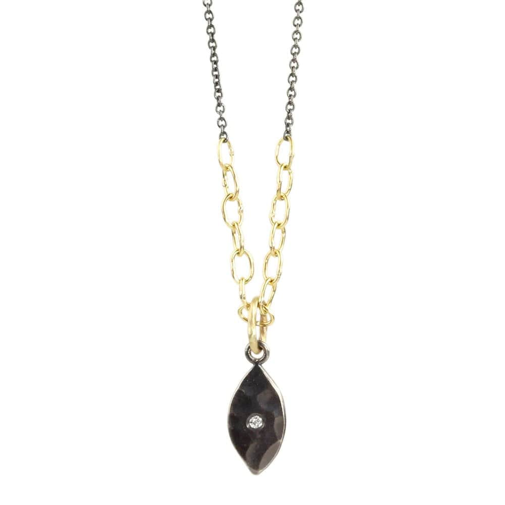 NKL-18K Cluster: Two Tone Marquise Pendant on Murmur Chain