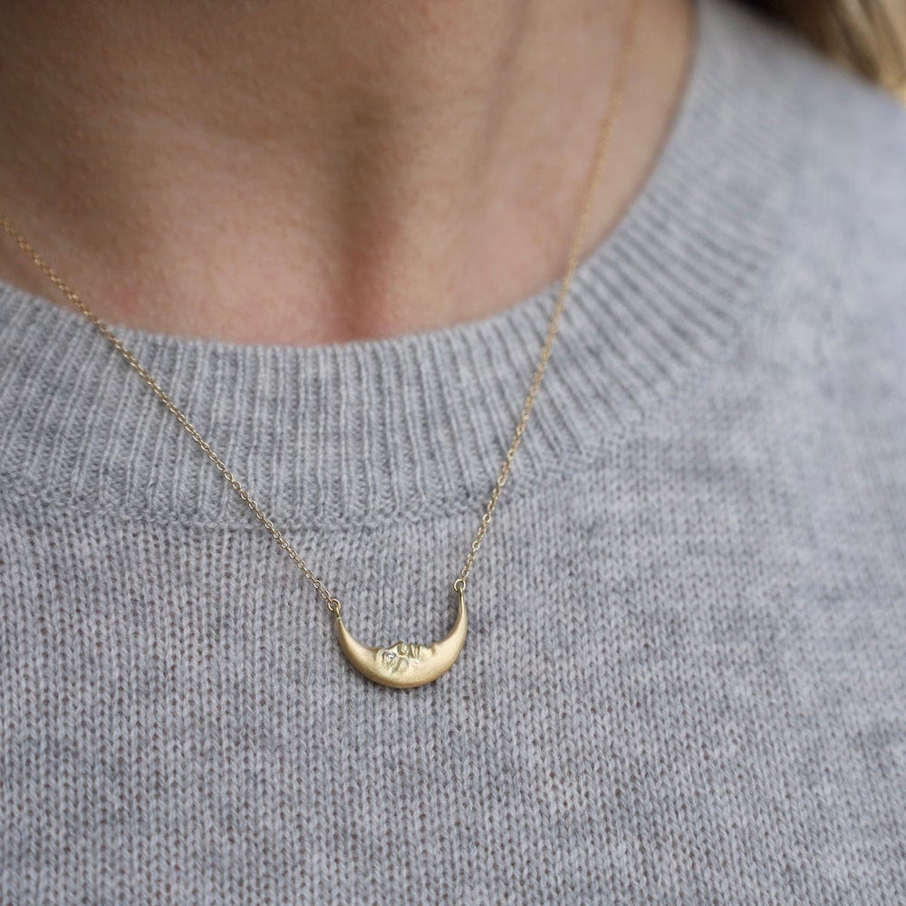 
                      
                        NKL-18K Crescent Moonface Necklace with Diamond Eyes
                      
                    