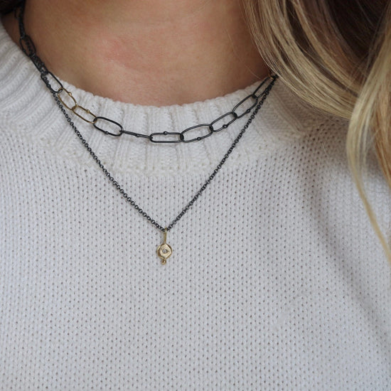 NKL-18K Dotted Chain Necklace - Mixed Metal