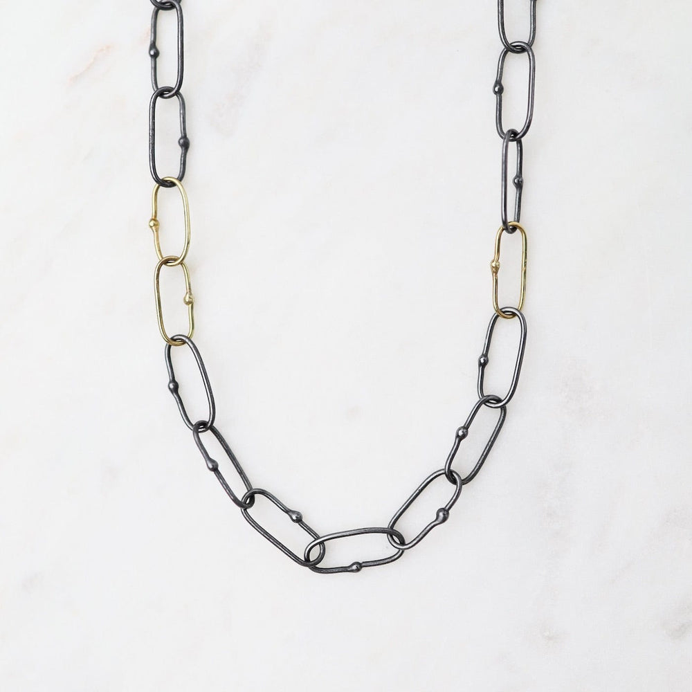 NKL-18K Dotted Chain Necklace - Mixed Metal