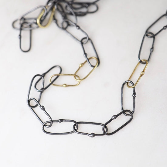 NKL-18K Dotted Chain Necklace - Mixed Metal