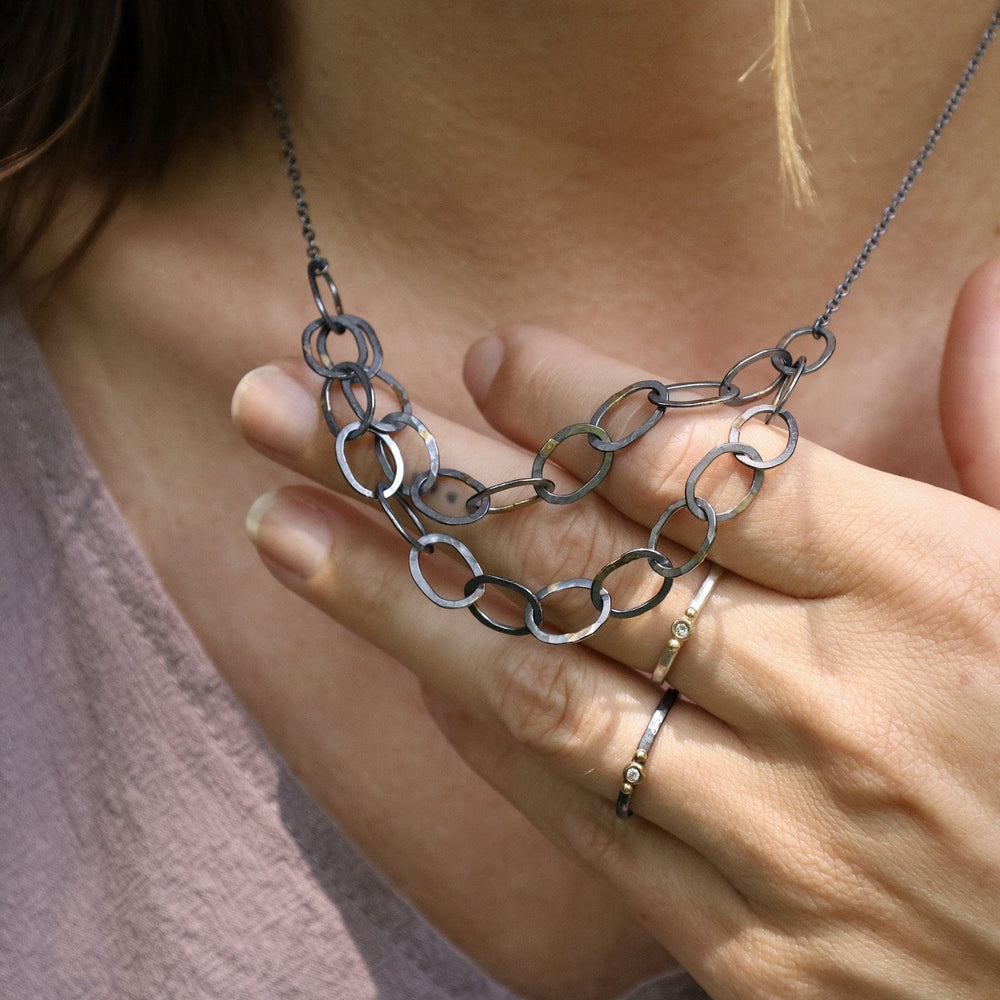 
                  
                    NKL-18K Double Linked Chain Necklace - Oxidized Silver with 18k Gold
                  
                