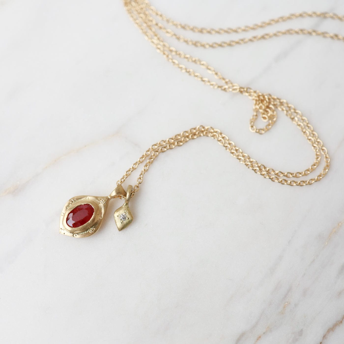 NKL-18K Drops of Happiness Oval Ruby Necklace