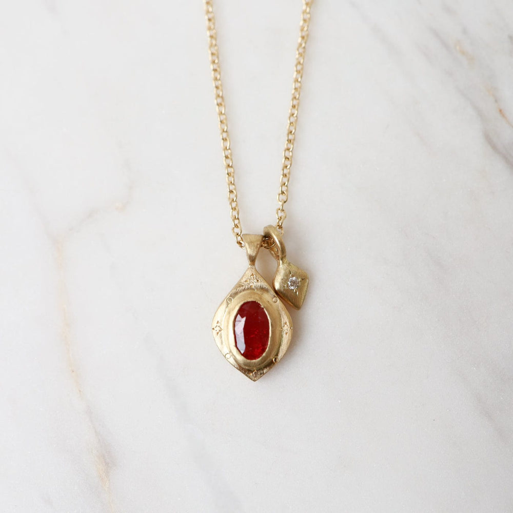 NKL-18K Drops of Happiness Oval Ruby Necklace