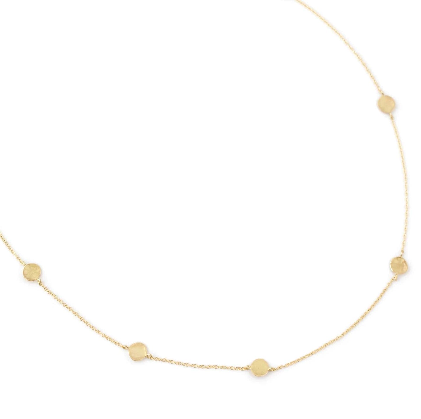 NKL-18K Eight Hammered Gold Disc Necklace