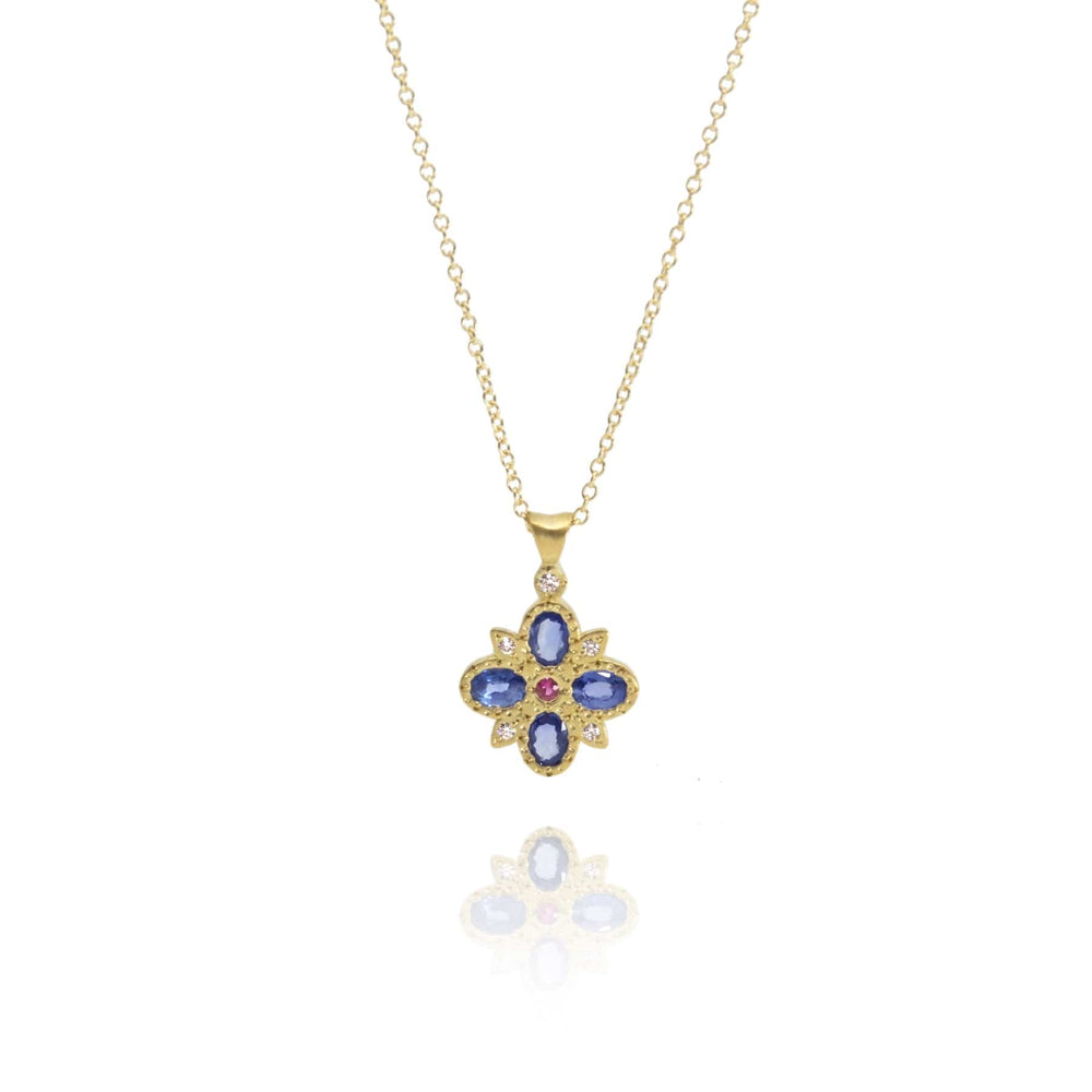 NKL-18K Floral Sapphire Pendant