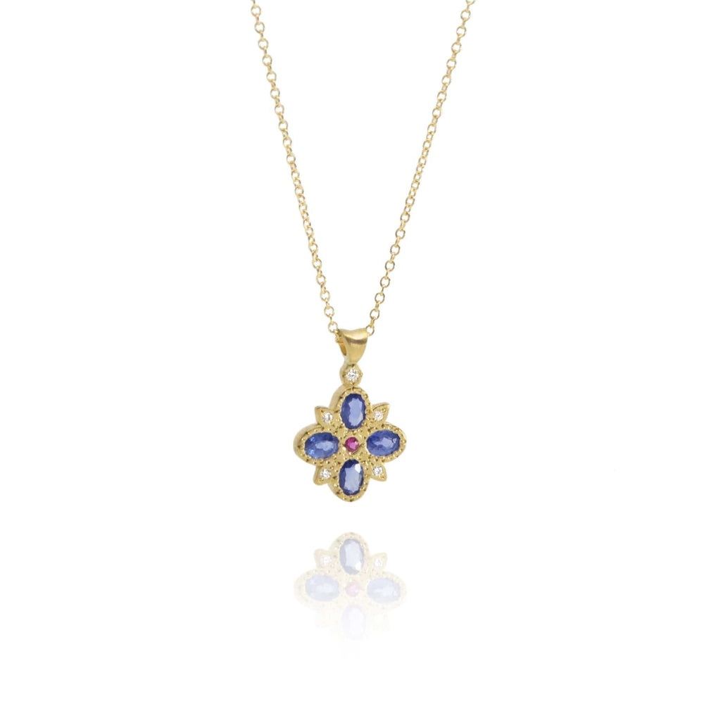 
                  
                    NKL-18K Floral Sapphire Pendant
                  
                