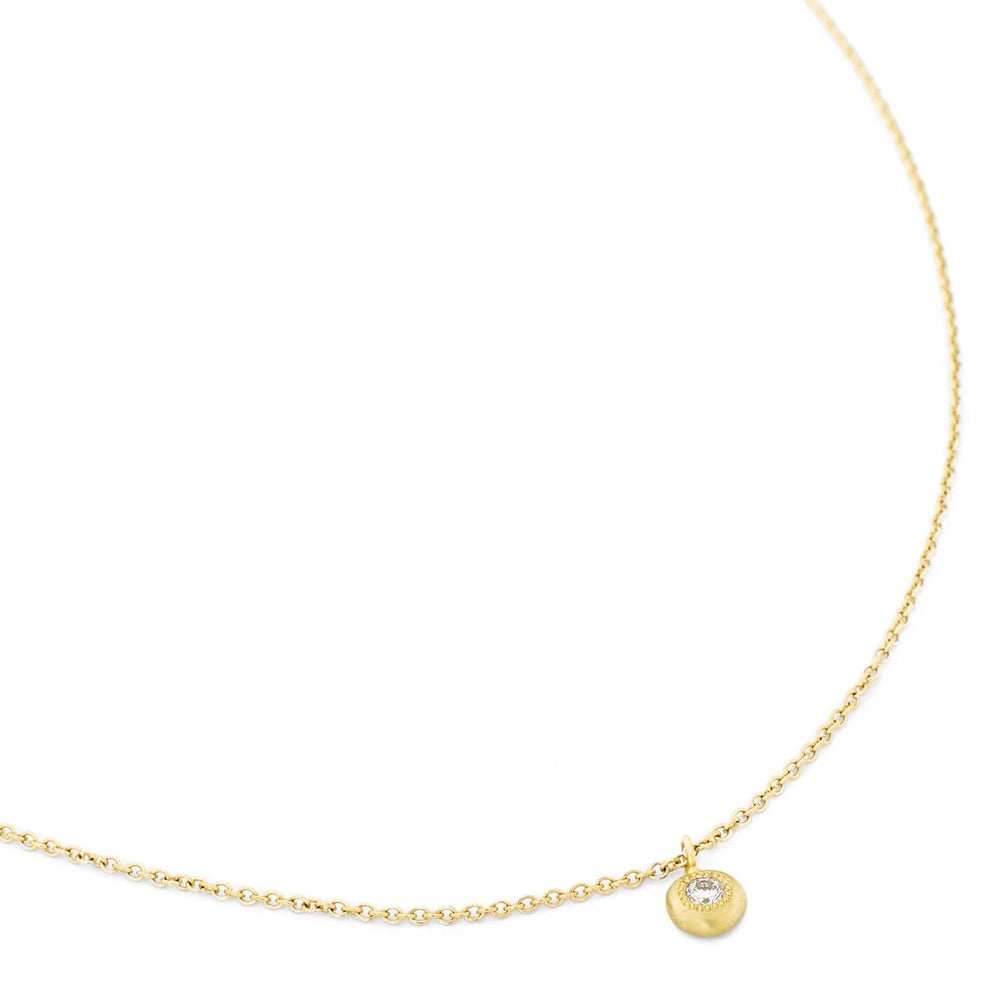 NKL-18K Gold Diamond Button Necklace