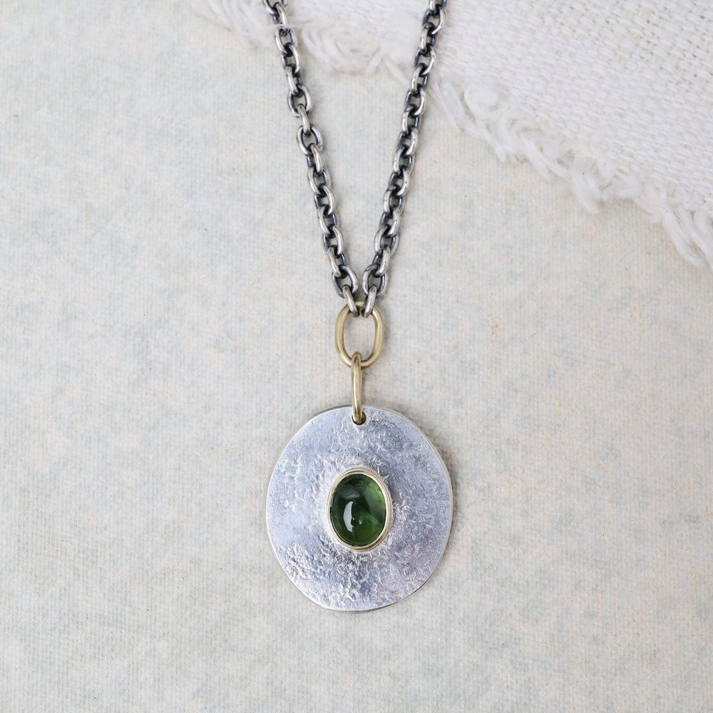 
                      
                        NKL-18K Green Tourmaline Medallion Pendant
                      
                    