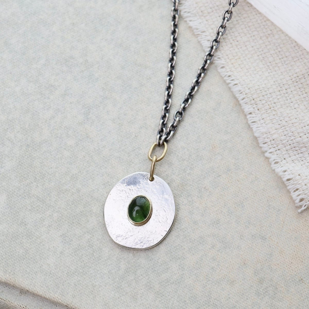 
                      
                        NKL-18K Green Tourmaline Medallion Pendant
                      
                    