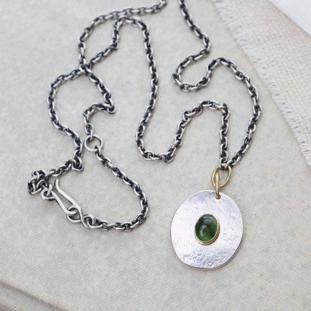 
                      
                        NKL-18K Green Tourmaline Medallion Pendant
                      
                    