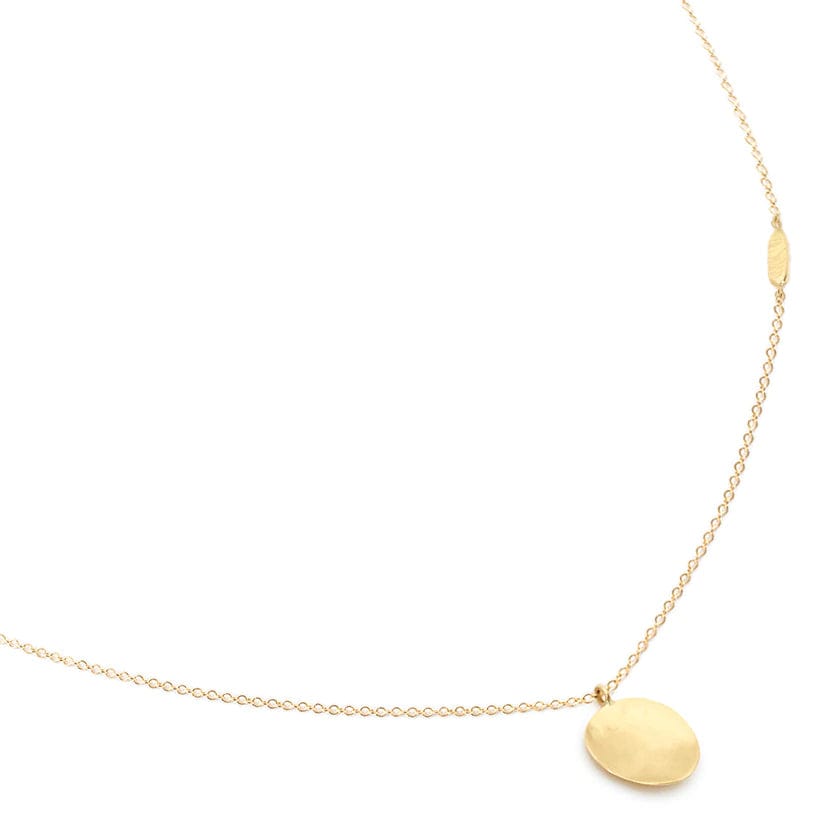 NKL-18K Hammered Disc Necklace