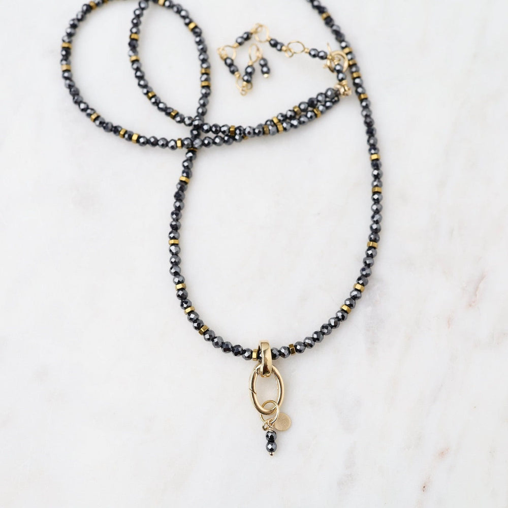 
                      
                        NKL-18K Hematite Gemstone Charm Necklace
                      
                    