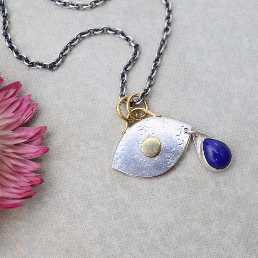 NKL-18K Lapis Teardrop Eye Necklace