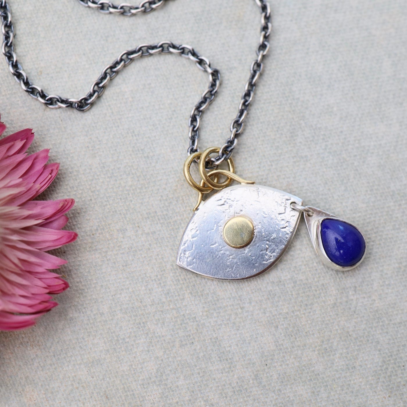 NKL-18K Lapis Teardrop Eye Necklace