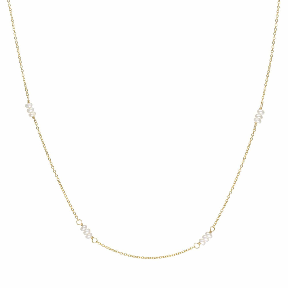 NKL-18K 'Luna' Freshwater Pearl Station Necklace