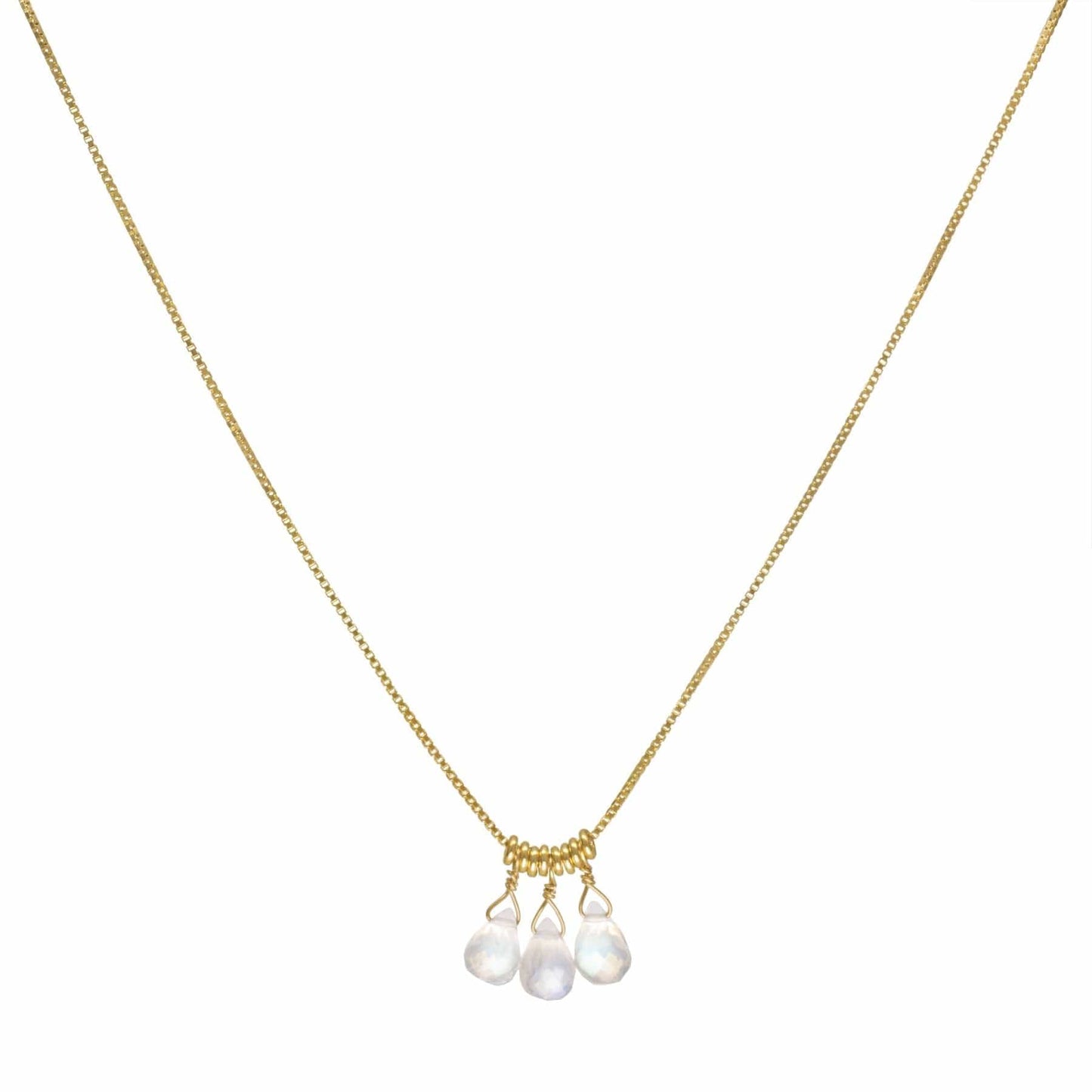 NKL-18K 'Luna' Moonstone Cluster Necklace