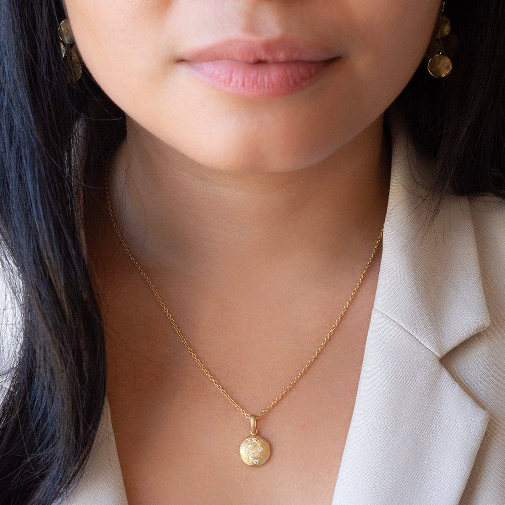 NKL-18K Medium 'Boulder' Dancing Diamond Disc Necklace