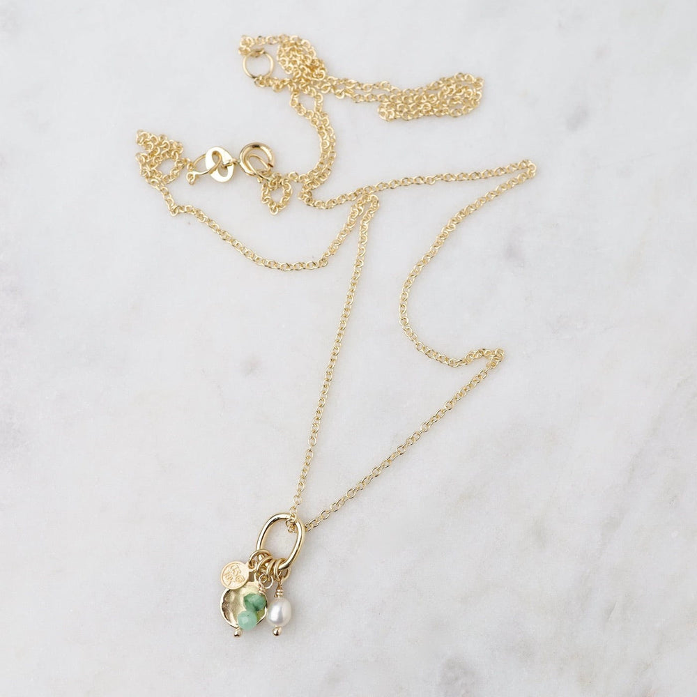 
                      
                        NKL-18K Mini Sakota Emerald Gemstone Charm Necklace
                      
                    