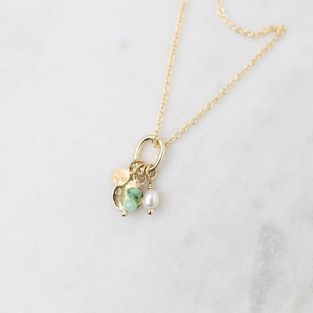 
                      
                        NKL-18K Mini Sakota Emerald Gemstone Charm Necklace
                      
                    