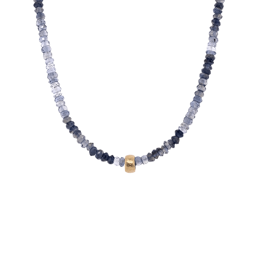 
                      
                        NKL-18K Natural Iolite Gemstone `Boulder Bead` Necklace
                      
                    