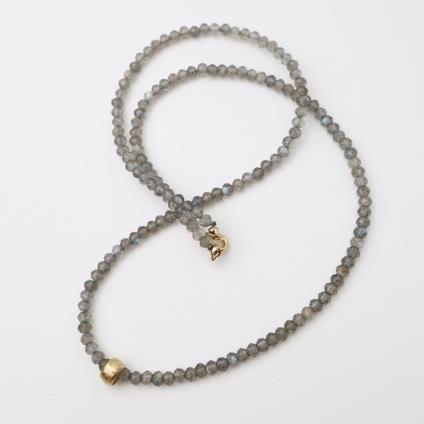 NKL-18K Natural Labradorite Gemstone 'Boulder Bead' Necklace