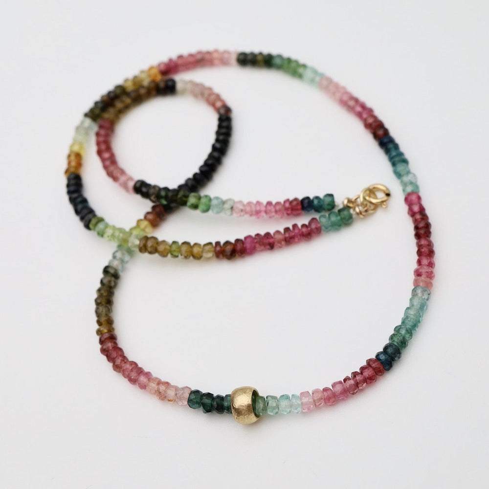 
                      
                        NKL-18K Natural Watermelon Tourmaline Gemstone 'Boulder Bead' Necklace
                      
                    