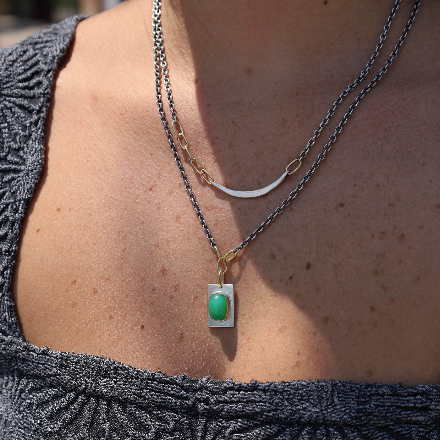 NKL-18K One Of A Kind Chrysoprase Portal Necklace