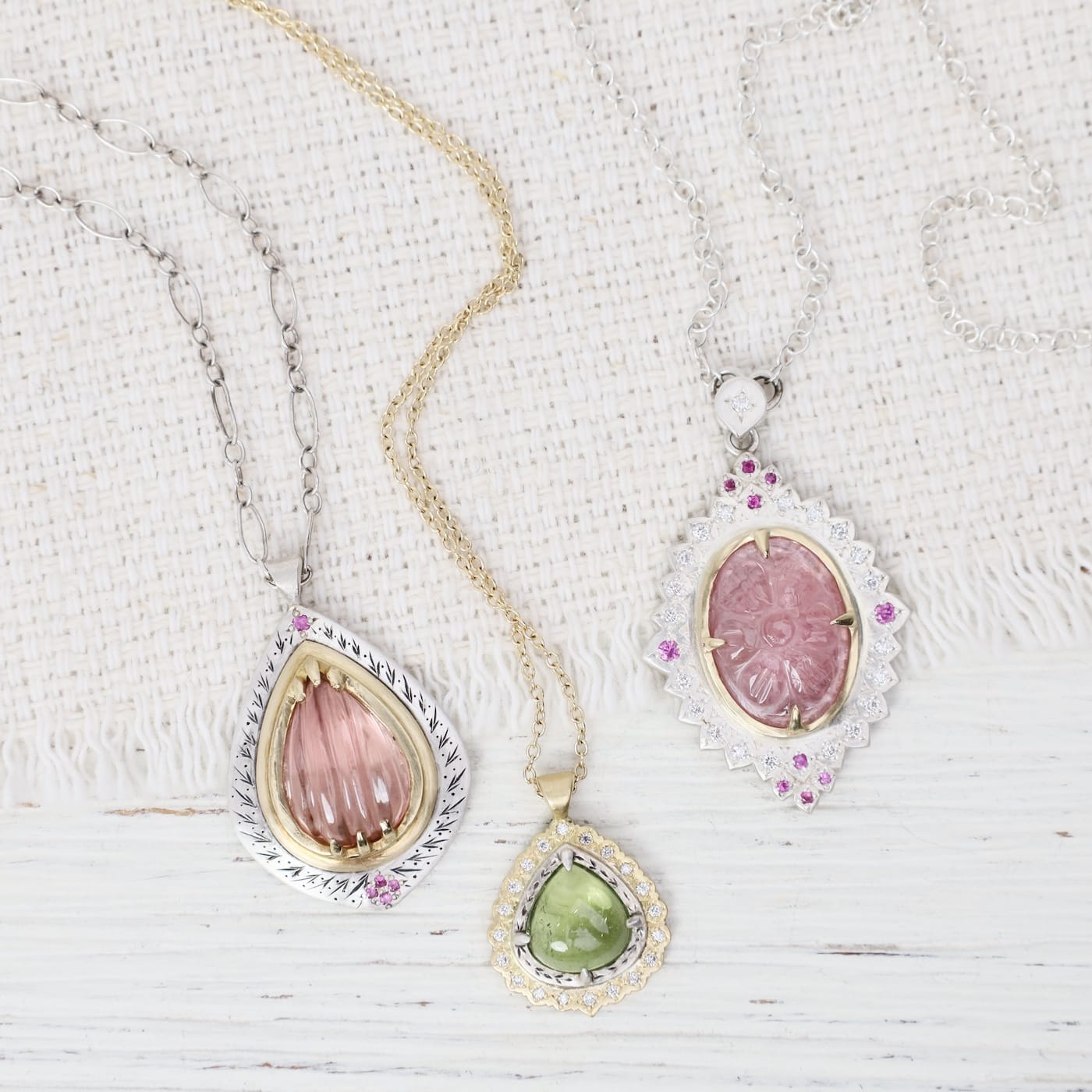 NKL-18K OOK Green Tourmaline Flame Pendant