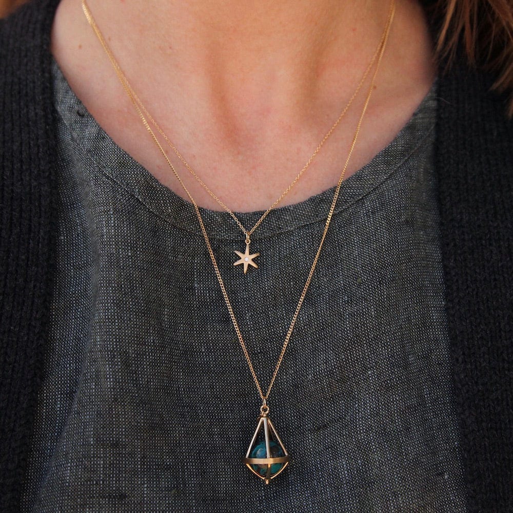 NKL-18K Pentagonal Cage Necklace