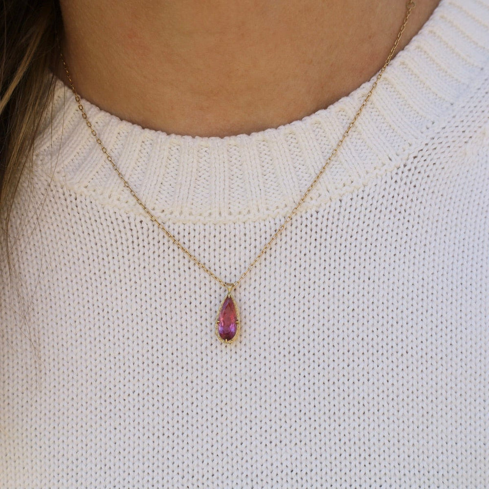 
                      
                        NKL-18K Pink Tourmaline Tear Drop Prong Pendant
                      
                    