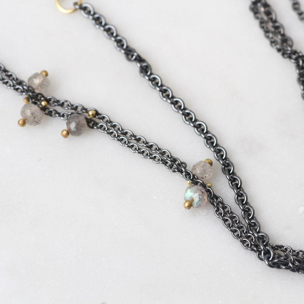 
                  
                    NKL-18K Radiant Triple Strand with Labradorite
                  
                