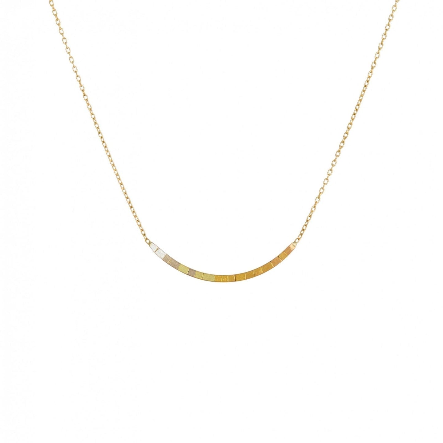 NKL-18K Rainbow Gold Arc Pendant Necklace