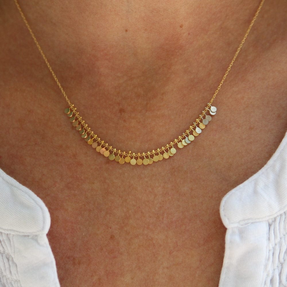 
                      
                        NKL-18K Rainbow Gold Tiny Dots Arc Necklace
                      
                    