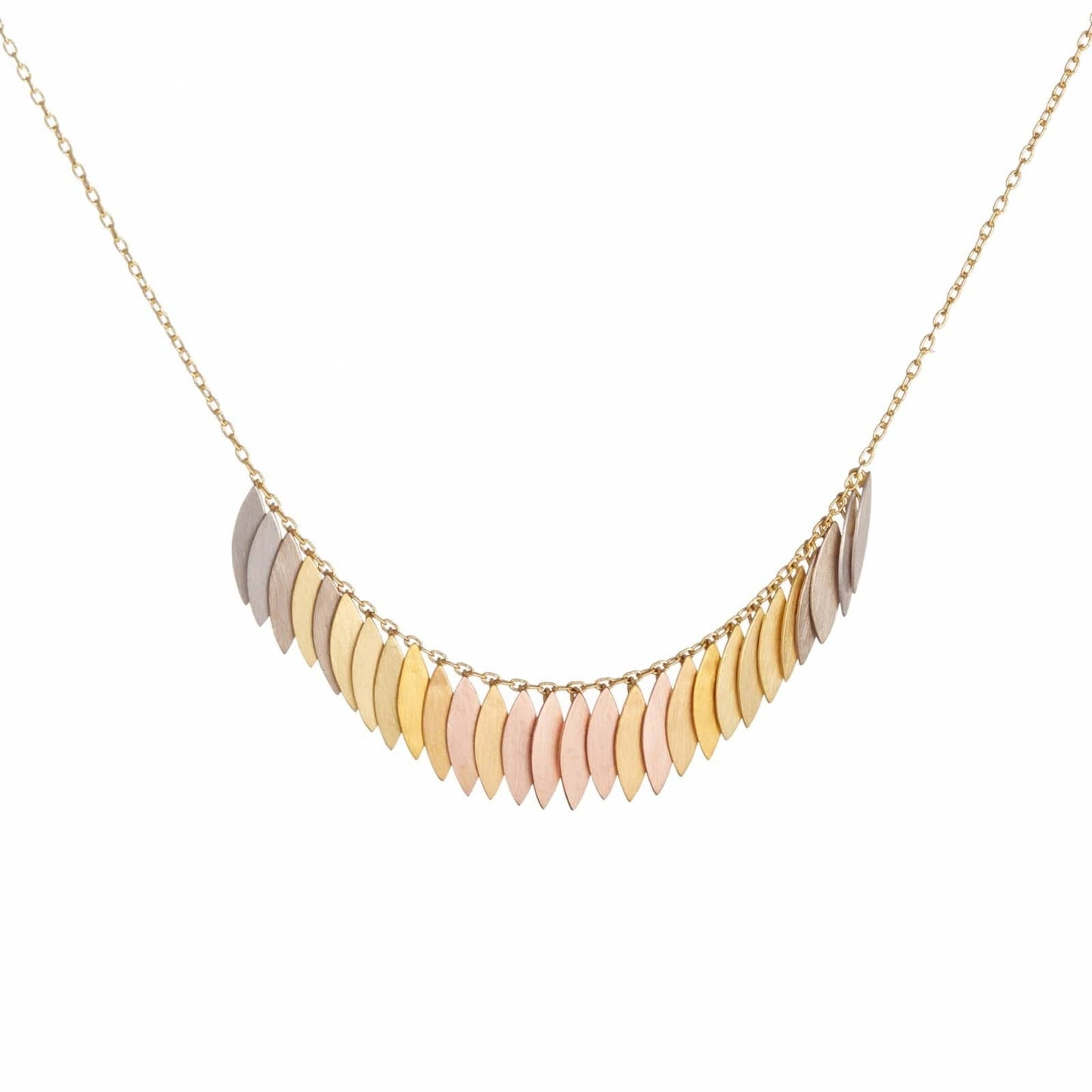 NKL-18K Rainbow Leaf Arc Necklace