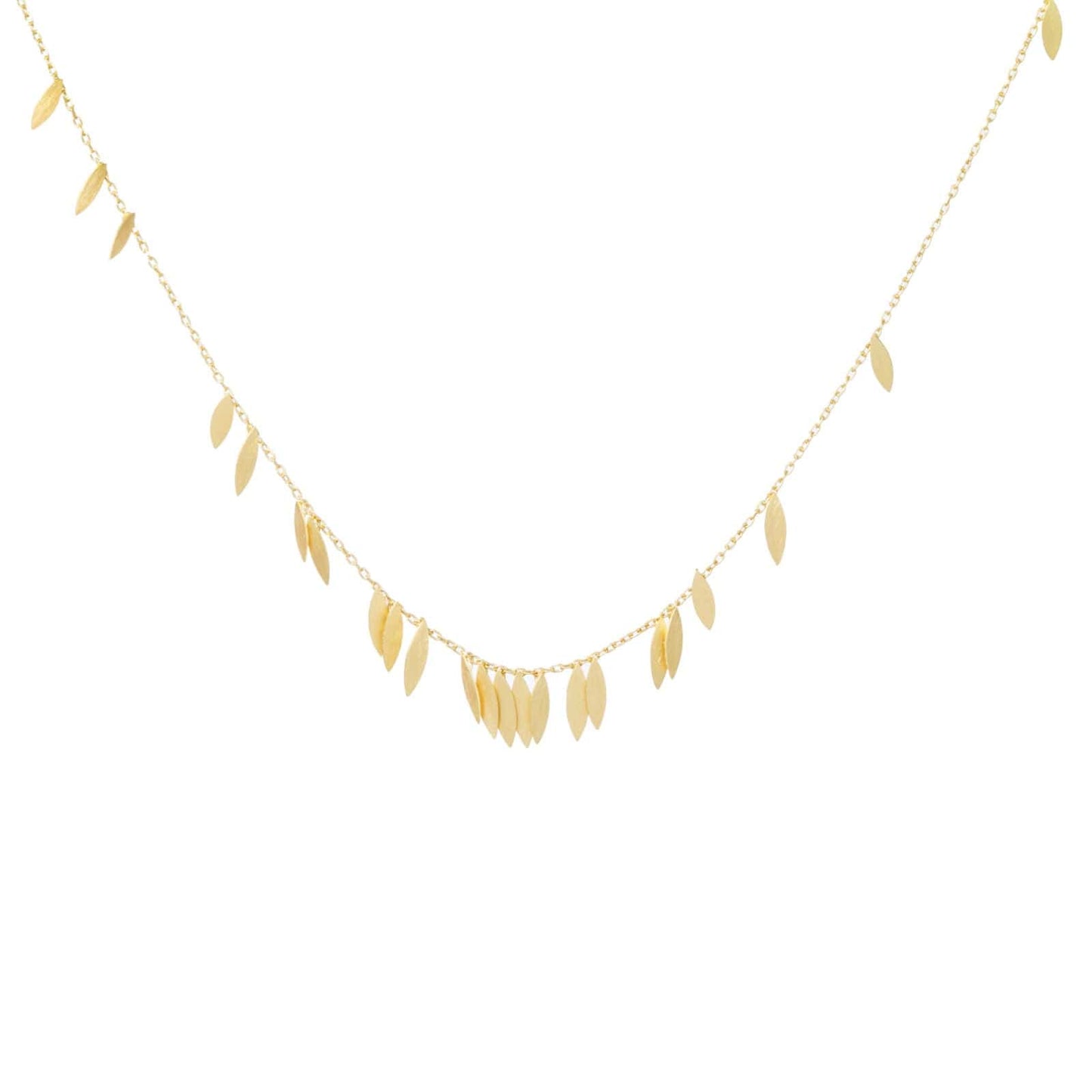 NKL-18K Scattered Leaf Necklace - 18k Yellow Gold