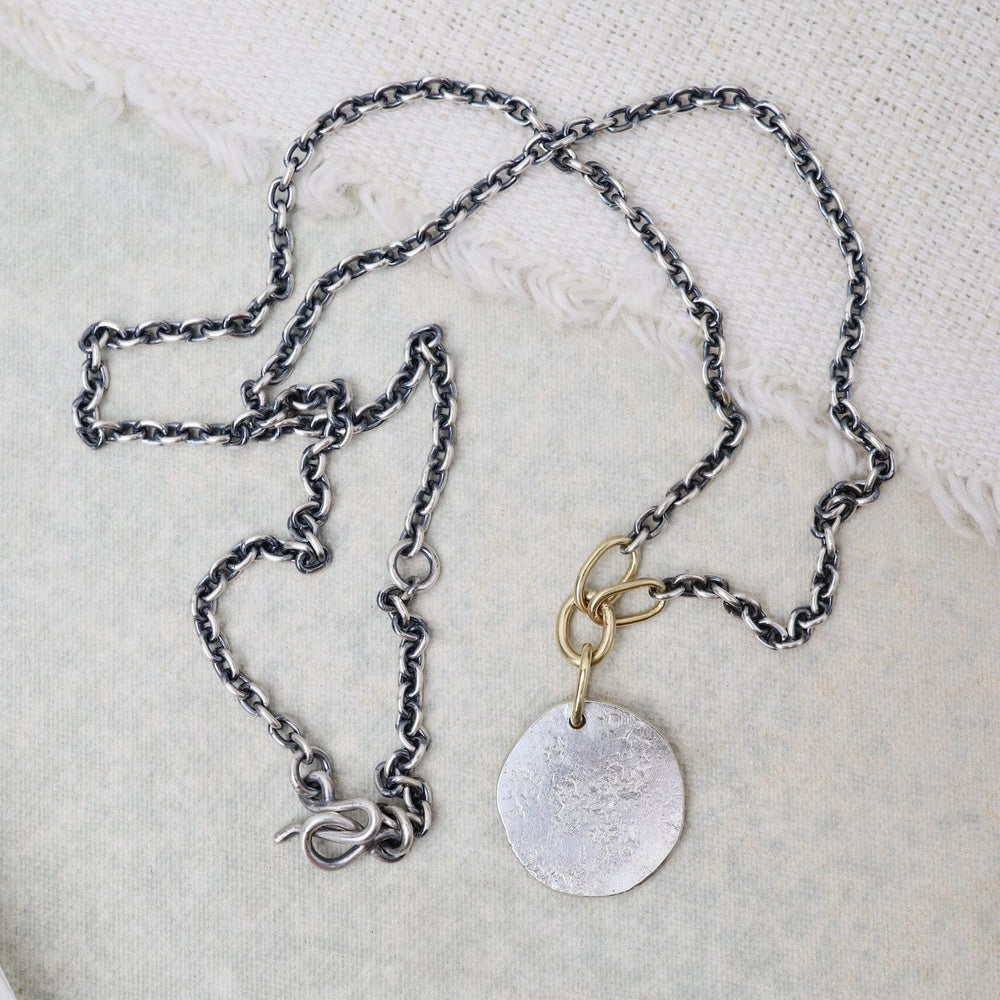 
                      
                        NKL-18K Silver Medallion + 18K Links Necklace
                      
                    