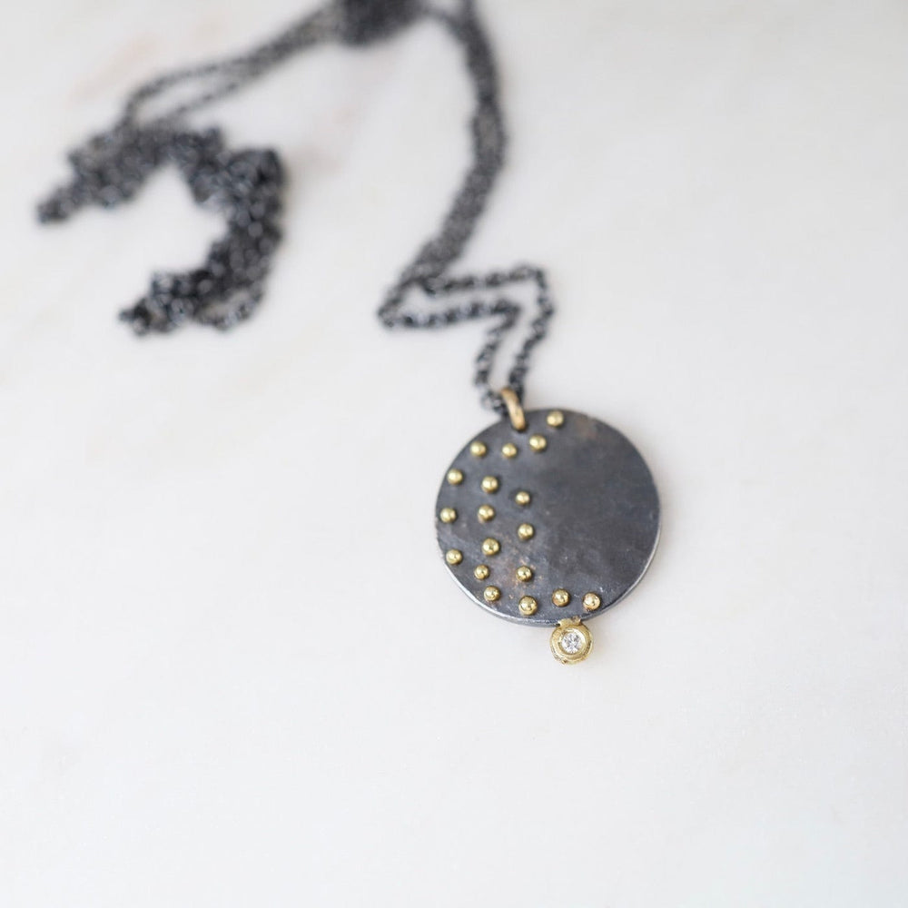 NKL-18K Stardust Necklace - Oxidized Silver & 18k Gold Kinetic Dots