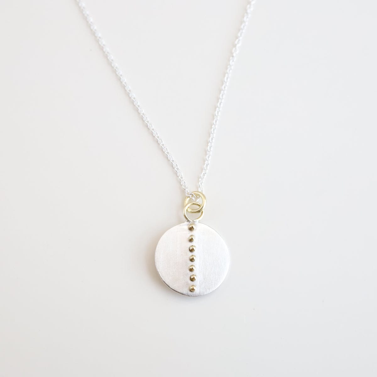 NKL-18K Sterling Silver & 18k Gold Gold Dot Disc Necklace