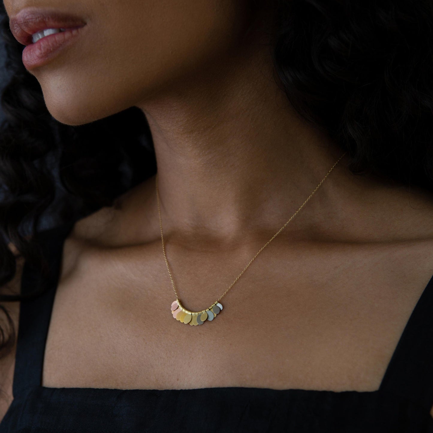 NKL-18K Tiny Songbird Arc Necklace