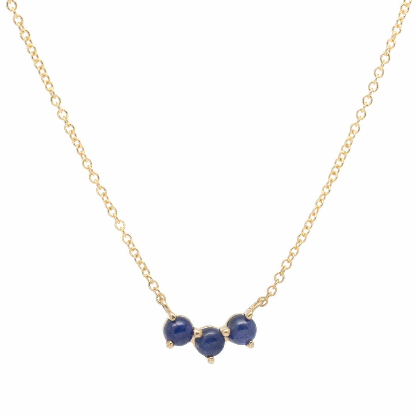 NKL-18K Trio Crescent Necklace - Blue Sapphire
