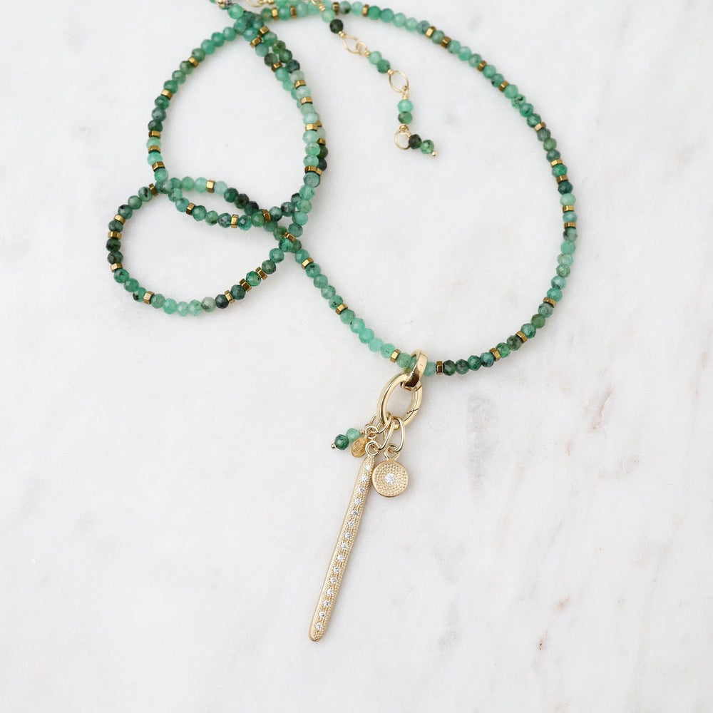 
                      
                        NKL-18K 'Wrap' Sakota Emerald Gemstone Charm Necklace
                      
                    