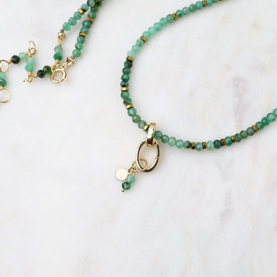 NKL-18K 'Wrap' Sakota Emerald Gemstone Charm Necklace