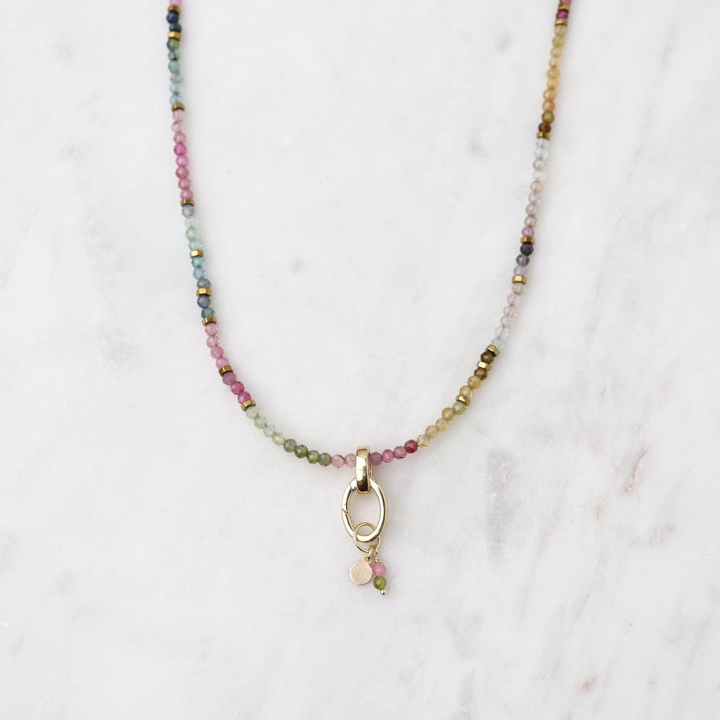 NKL-18K 'Wrap' Watermelon Tourmaline Gemstone Charm Necklace