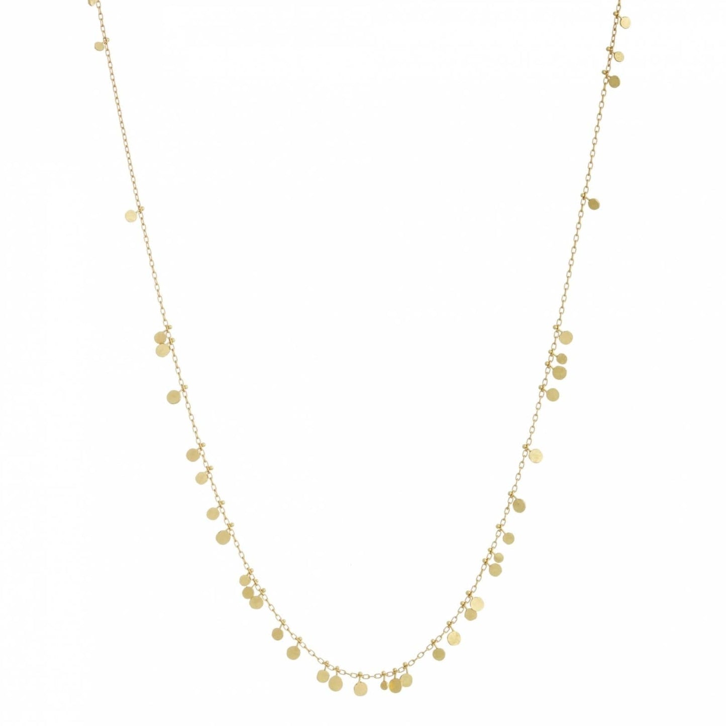 NKL-18K Yellow Gold Long Random Dots Necklace