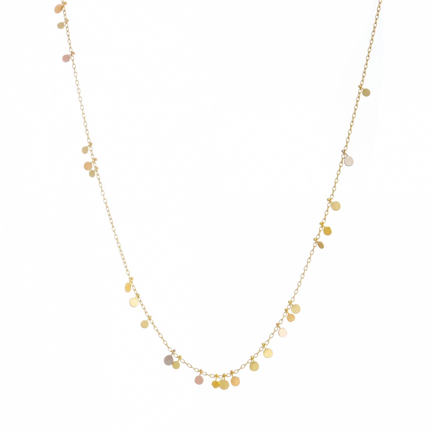 NKL-18K Yellow Gold & Rainbow Gold Random Dots Necklace