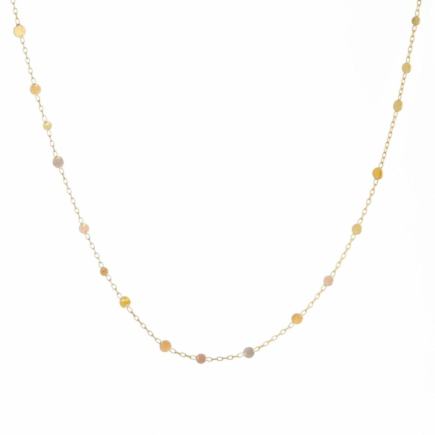 NKL-18K Yellow Gold & Rainbow Gold Scattered Rainbow Dots Necklace