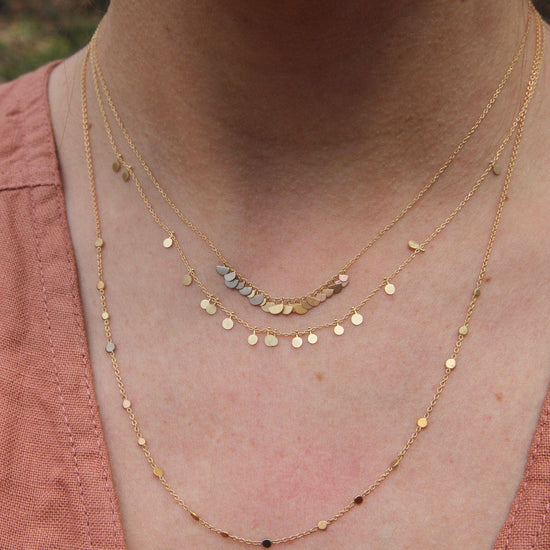 NKL-18K Yellow Gold & Rainbow Gold Scattered Rainbow Dots Necklace