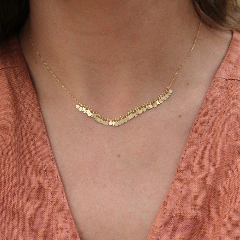 NKL-18K Yellow Gold Tiny Dots Arc Necklace